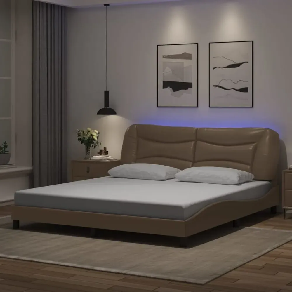 Arcadia Super King Size Bed Frame with LED - Cappuccino