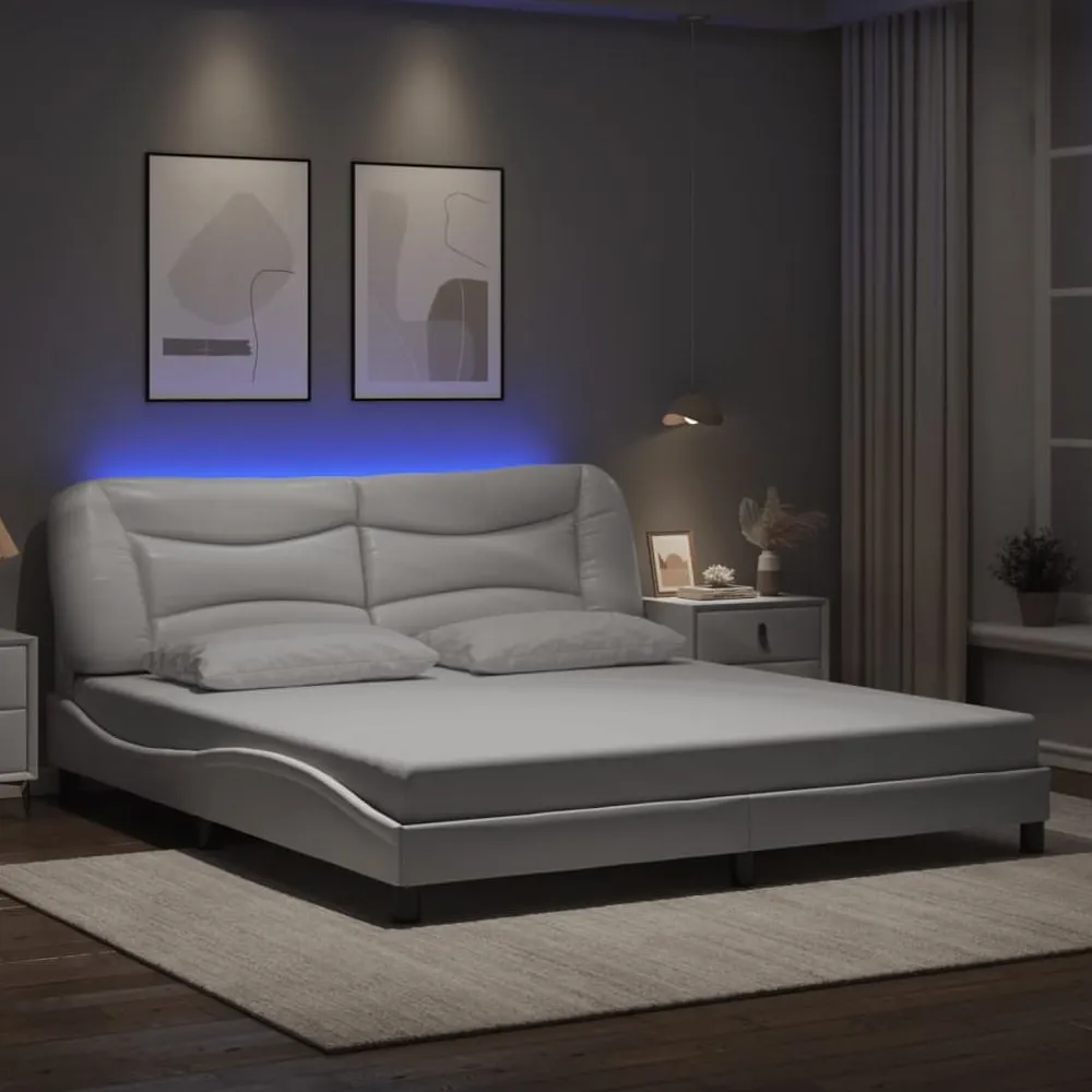 Arcadia Super King Size Bed Frame with LED - White