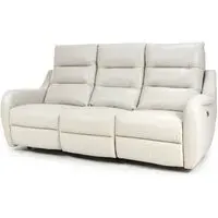 Arcata 3-Seater Electric Recliner Sofa - Chalk, Faux Leather
