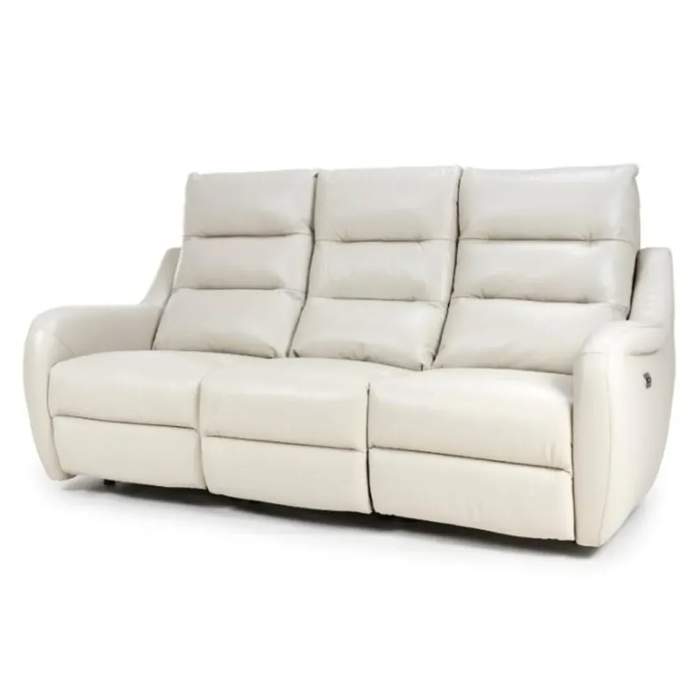 Arcata 3-Seater Electric Recliner Sofa - Chalk, Faux Leather