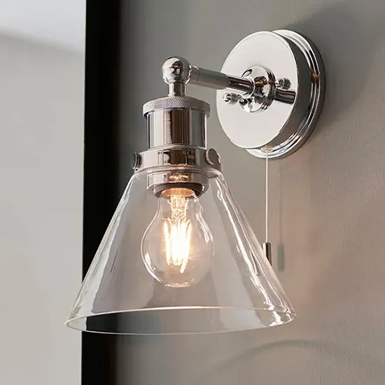 Arcata Coned Wall Light - Clear Glass, Chrome product