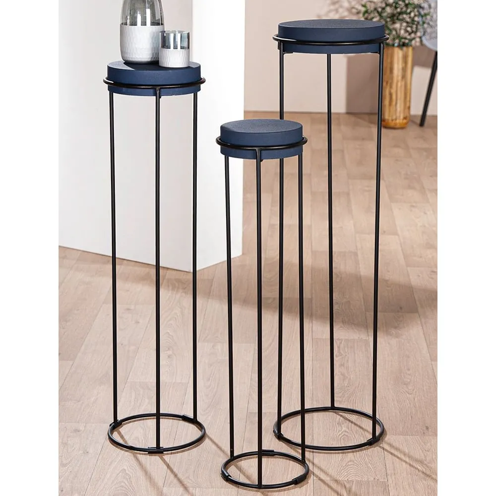 Arcata Metal Set of 3 Decorative Pillars - Midnight Blue image