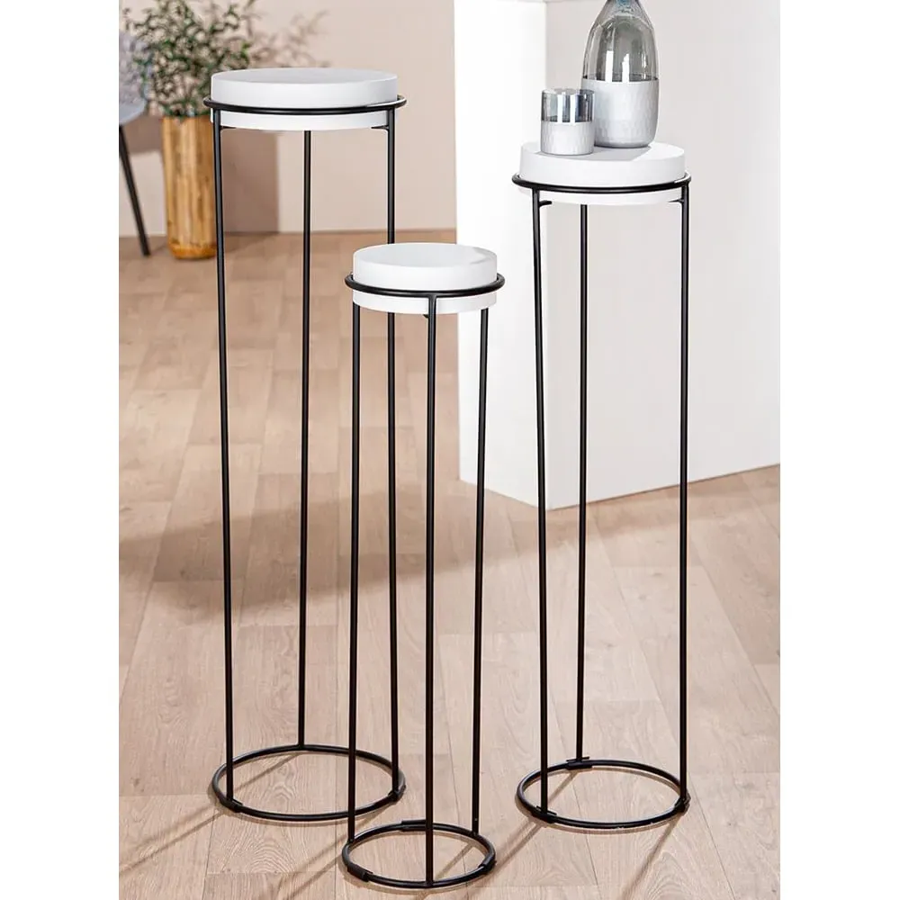 Arcata Metal Set of 3 Decorative Pillars - White