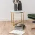 Arcata Round Side Table - White Marble Effect, Glass