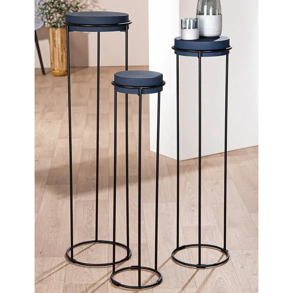 Arcata Set of 3 Decorative Pillars - Midnight Blue, Metal product