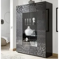 Ardent High Gloss Display Cabinet with 2 Doors - Grey