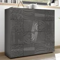 Ardent High Gloss Highboard with 2 Doors - Grey