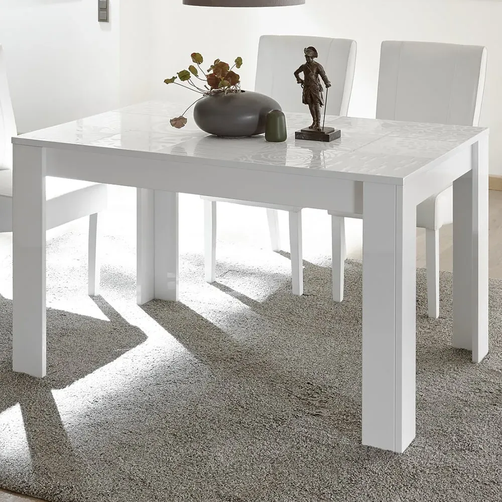 Ardent High Gloss Rectangular Dining Table - White