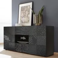 Ardent High Gloss Sideboard with 2 Doors 2 Drawers - Grey
