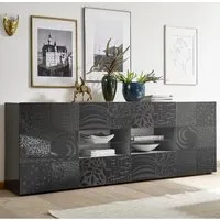 Ardent High Gloss Sideboard with 2 Doors 4 Drawers - Grey