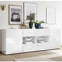 Ardent High Gloss Sideboard with 2 Doors 4 Drawers - White