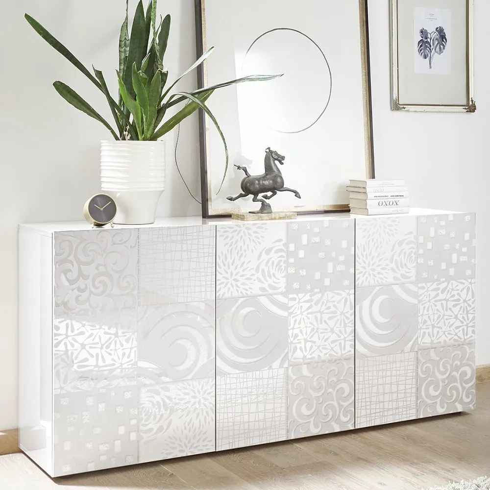Ardent High Gloss Sideboard with 3 Doors - White image