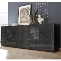 Ardent High Gloss Sideboard with 4 Doors - Grey