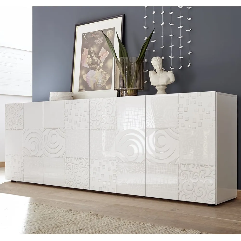 Ardent High Gloss Sideboard with 4 Doors - White