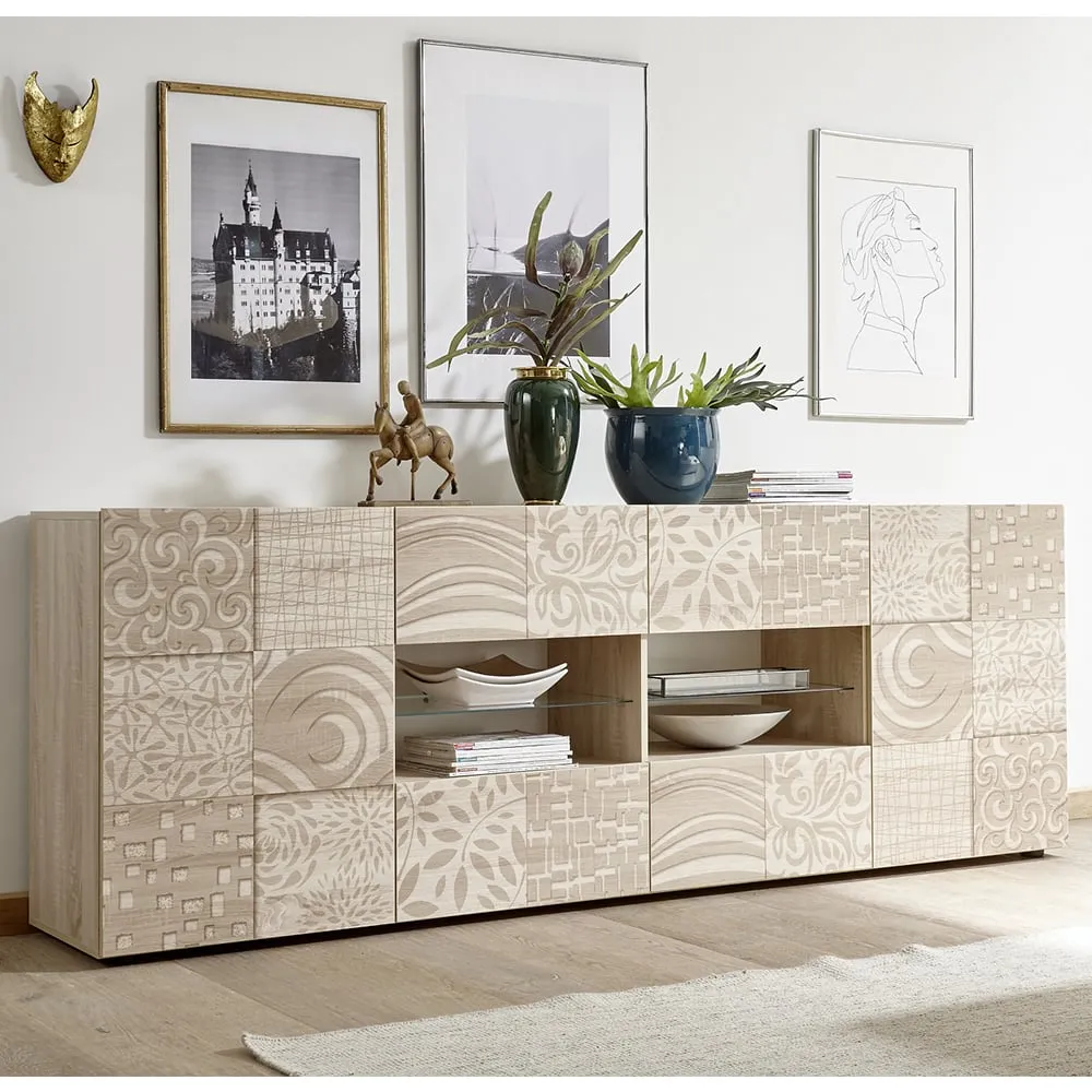 Ardent Wooden Sideboard with 2 Doors 4 Drawers - Sonoma Oak