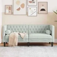 Ardino Chesterfield 2-Seater Sofa - Light Grey, Velvet alternate view