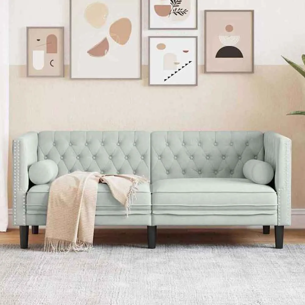 Ardino Chesterfield 2-Seater Sofa - Light Grey, Velvet product