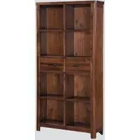 Areli Bookcase with 2 Drawers - Dark Brown, Wood