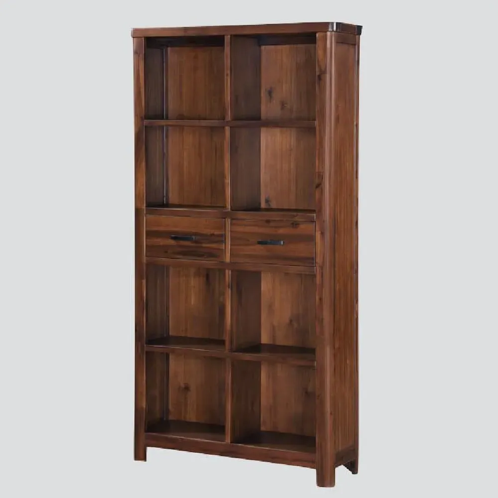 Areli Bookcase with 2 Drawers - Dark Brown, Wood