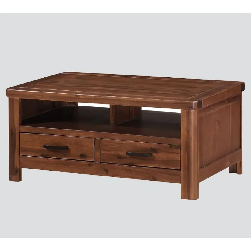 Areli Coffee Table with 2 Drawers - Dark Brown, Wood