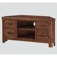 Areli Corner TV Stand with 4 Drawers - Dark Brown, Wood
