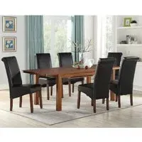 Areli Extendable Dining Table with 6 Chairs - Brown, Wood