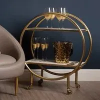 Arenza Drinks Trolley with Agate Shelves - White, Marble