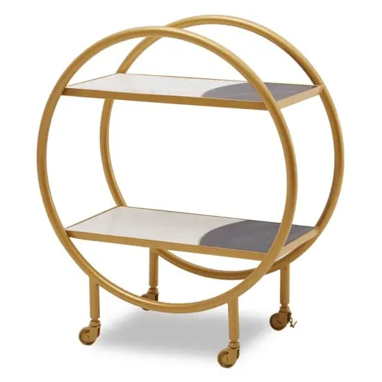Arenza Drinks Trolley with Gold Frame - Two Tone, Marble