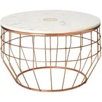 Arenza Round Coffee Table with Agate Inlay - White, Marble