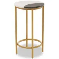 Arenza Round Side Table with Gold Base - Two Tone, Marble