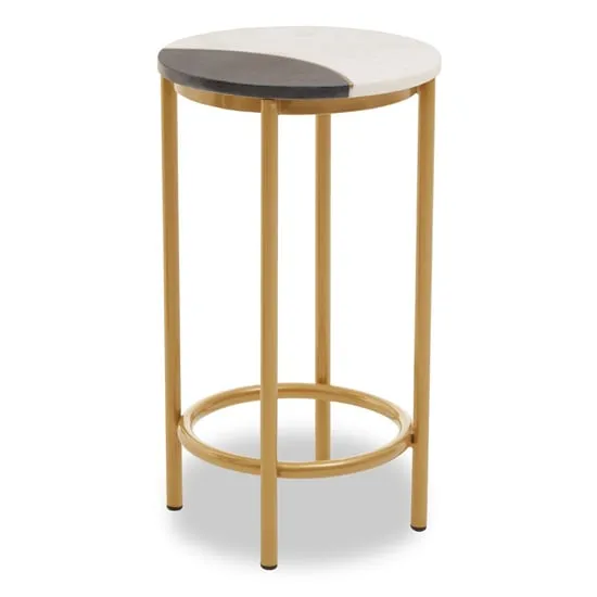 Arenza Round Side Table with Gold Base - Two Tone, Marble image