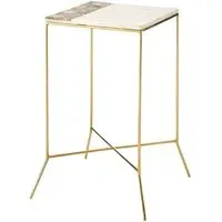 Arenza Square Side Table with Agate Inlay - White, Marble