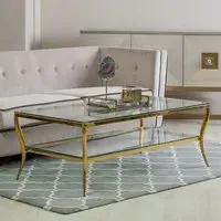 Arezza Coffee Table - Clear Glass, Gold Steel