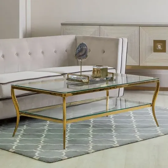 Arezza Coffee Table - Clear Glass, Gold Steel image