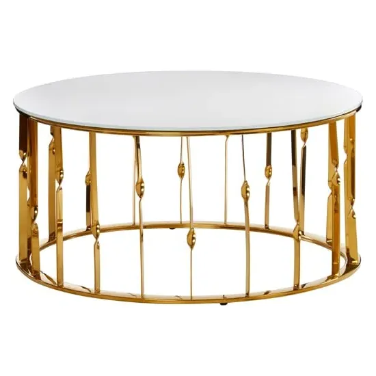 Arezza Round Coffee Table - White, Glass image