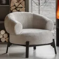 Arica Fabric Armchair with Wooden Frame - Cream
