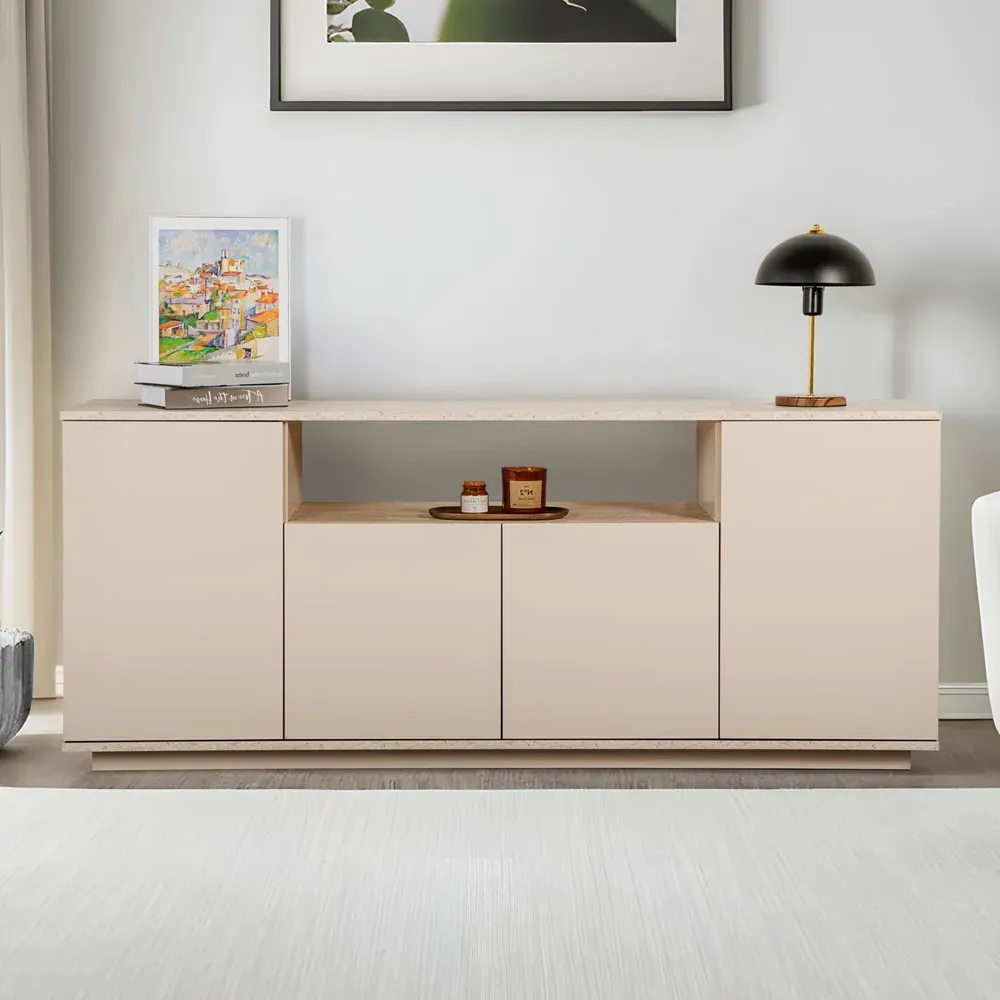 Arista Console Table - Mink, Travertine Marble Effect product