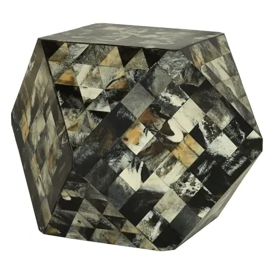 Aristote Geometric Wooden Stool - Antique Green, MDF product