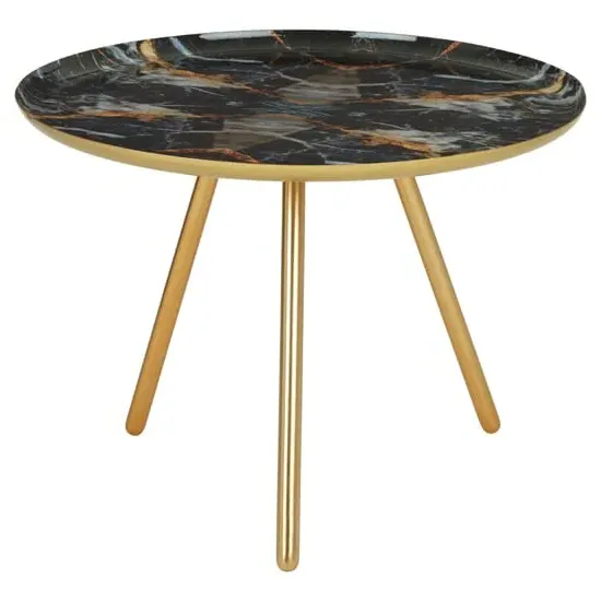 Aristote Round Side Table with Gold Legs - Multicolor image