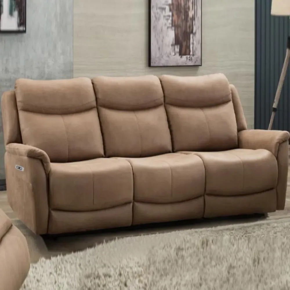 Arizones 3-Seater Electric Recliner Sofa - Caramel, Fabric