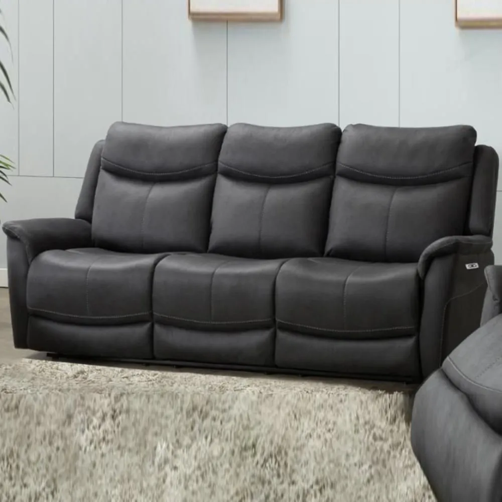 Arizones 3-Seater Electric Recliner Sofa - Slate, Fabric