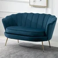 Arlington 2-Seater Sofa with Gold Legs - Blue, Fabric