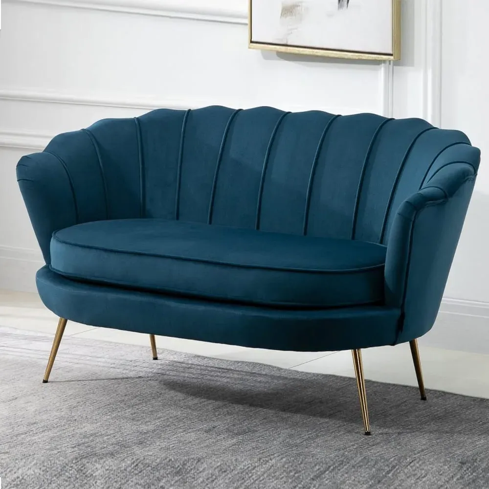 Arlington 2-Seater Sofa with Gold Legs - Blue, Fabric image