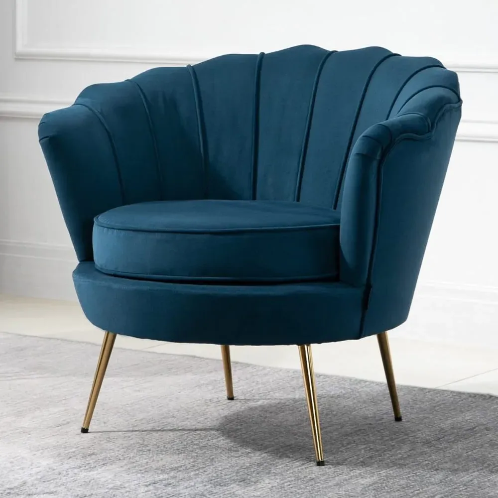 Arlington Fabric Accent Chair with Gold Legs - Blue image