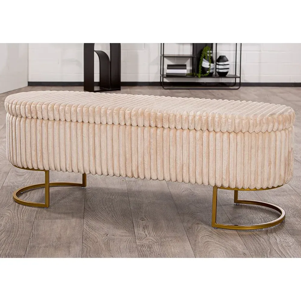 Arlington Fabric Ottoman with Metal Legs - Beige image