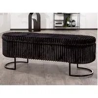 Arlington Fabric Ottoman with Metal Legs - Black