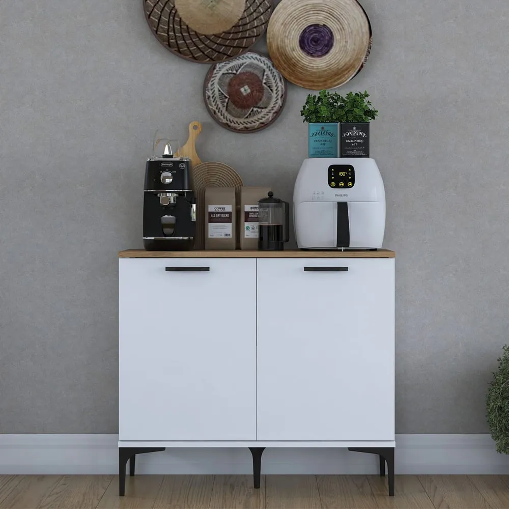 Arlivo Coffee Station Cabinet with 2 Doors - White, Walnut product