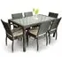 Arlo Dining Set with 6 Chairs - Black Brown, Rattan