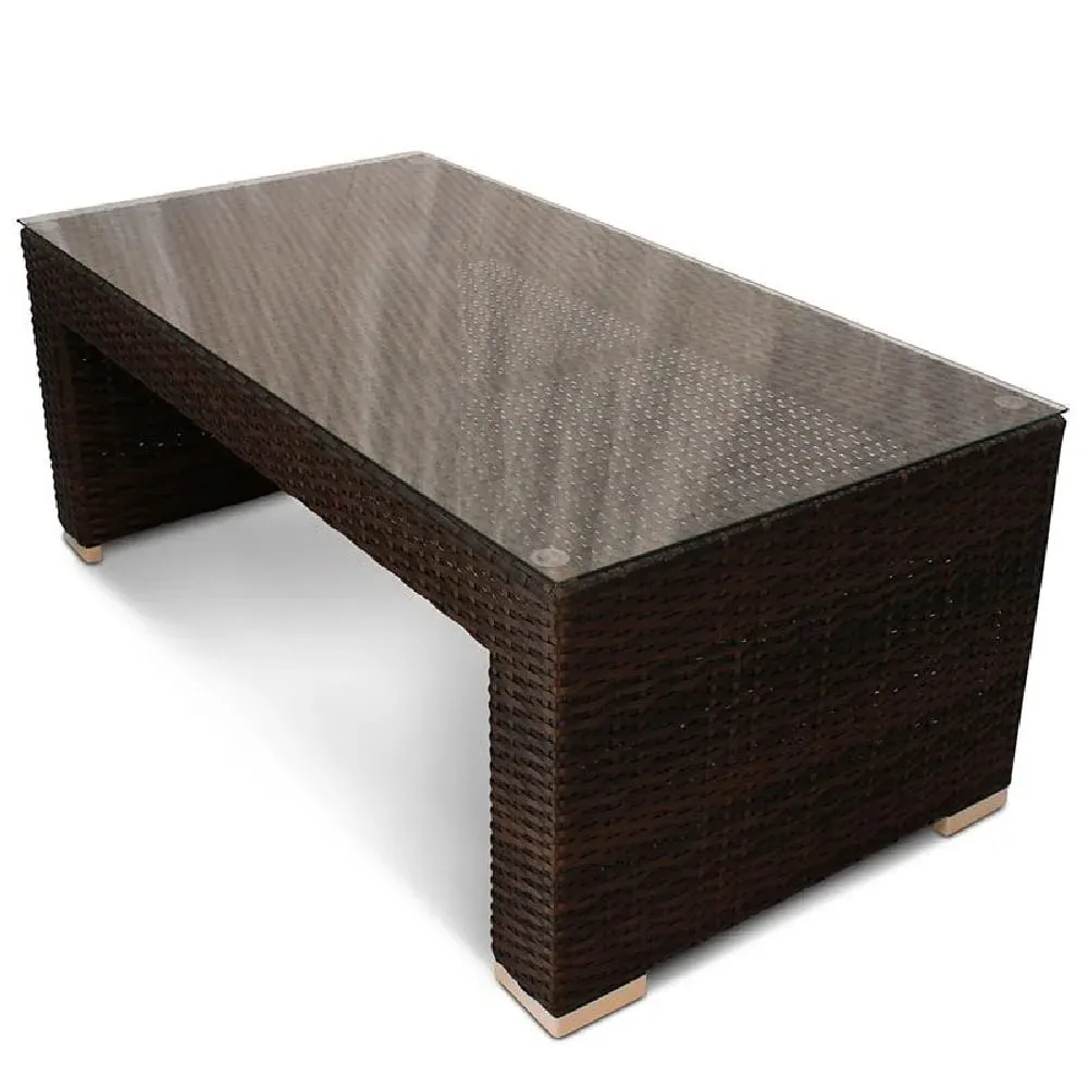 Arlo Glass Top Coffee Table with Rattan Base image