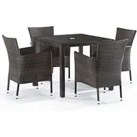 Arlo Outdoor Dining Set with 4 Chairs - Black Brown, Rattan
